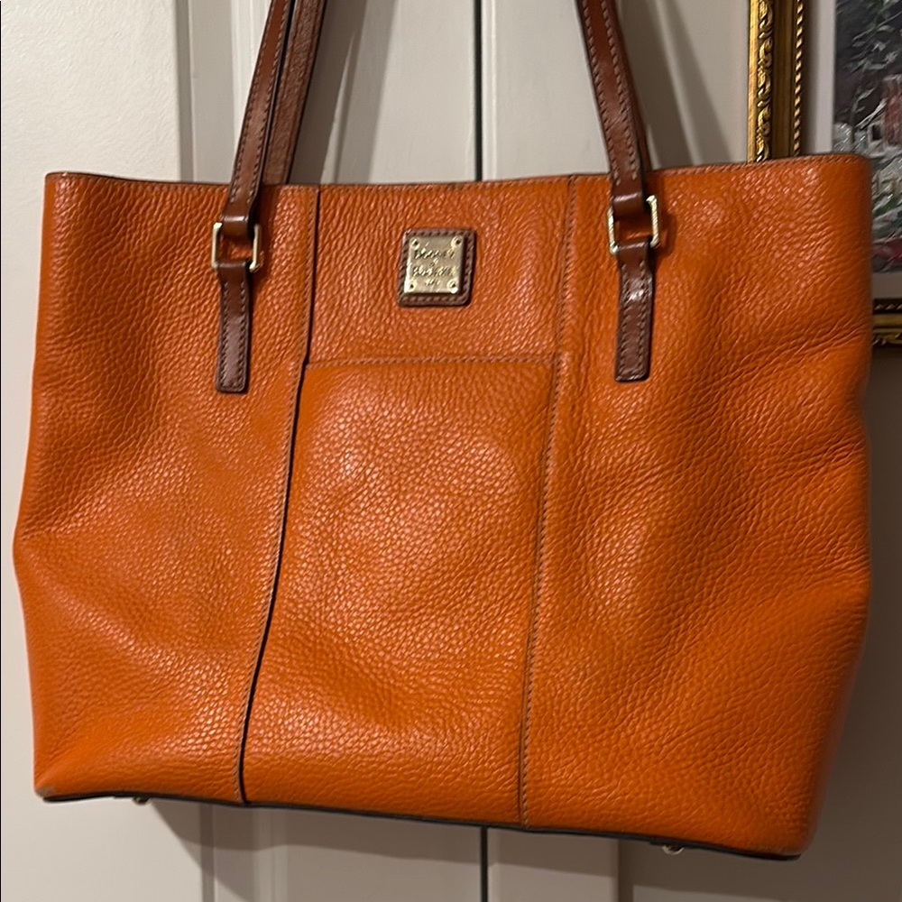 Dooney Bourke Lexington Pebbled Leather Shopper Tote Bag Persimmon Orange